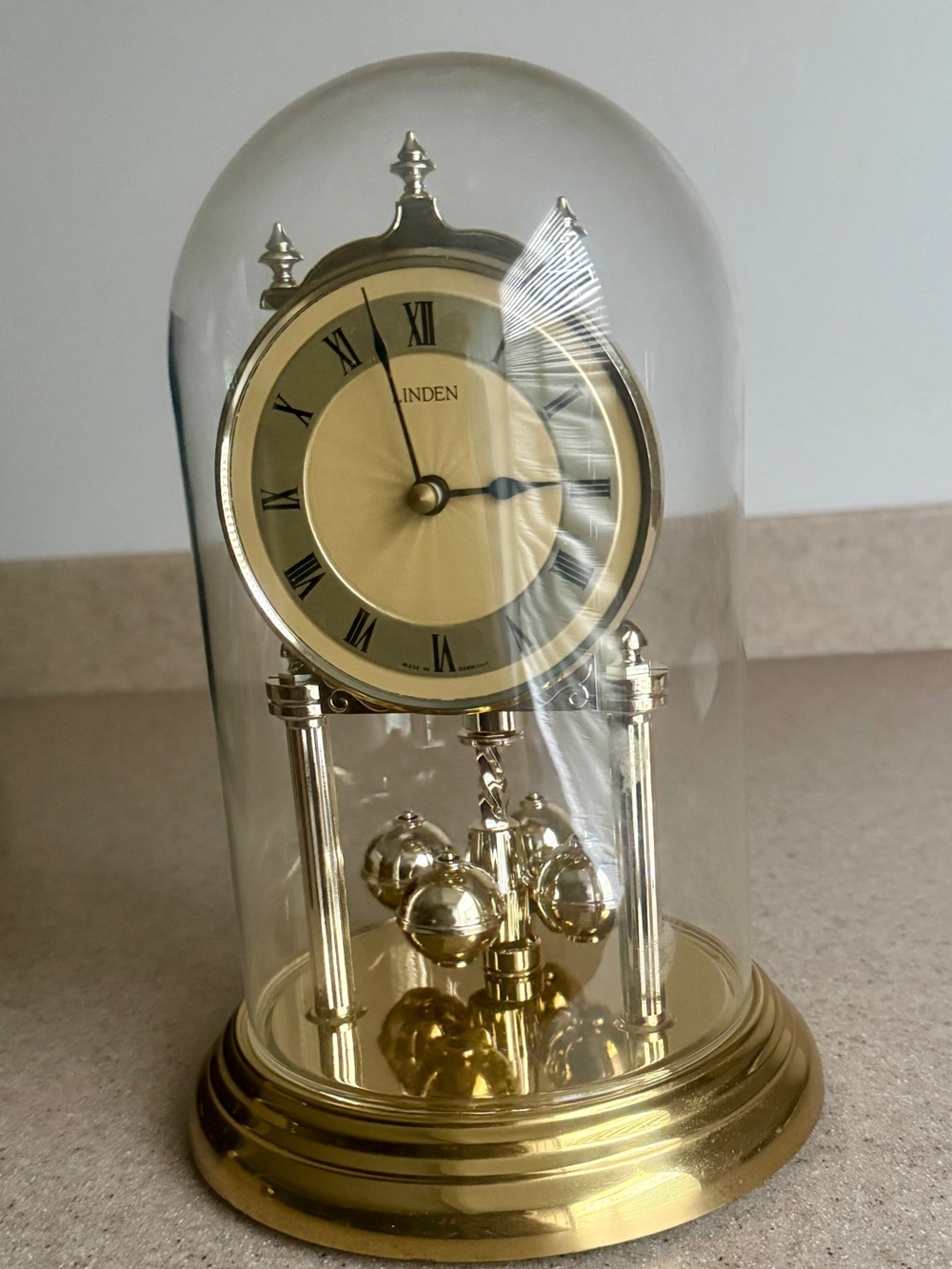 Linden Gold Tone Dome Anniversary Clock